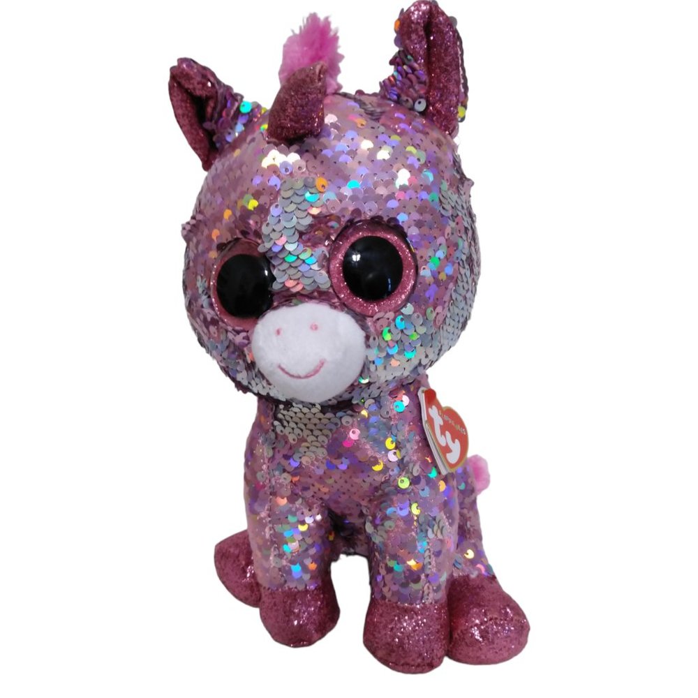Ty Flippables Unicorn Pink Stuffed Animal Sequins Sparkle Birthday April…